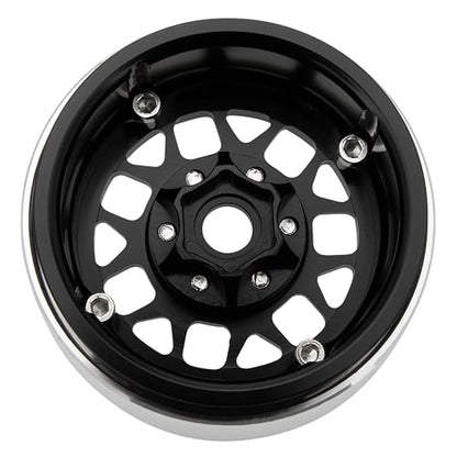 MEUS RACING 1.9 Beadlock Wheels Rims Deep-Dish Wheel for Axial SCX10 Traxxas TRX4 Vanquish VS4-10 Redcat Gen8 1/10 RC Crawler Upgrades (Style B, Black) - color: Style B, Black