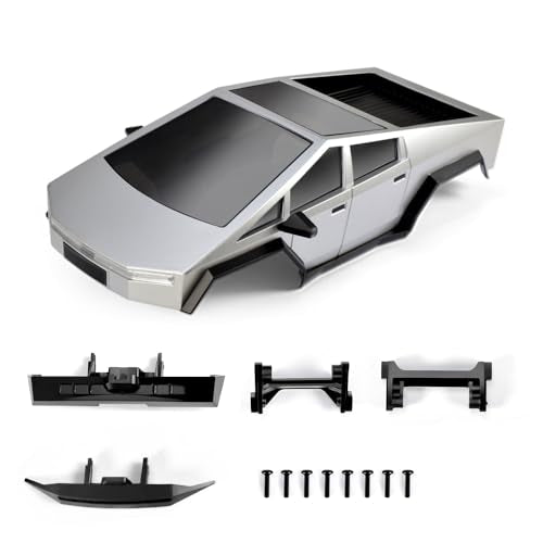 1/18 RC Pickup Hard Body Shell with Front & Rear Bumpers, Upgrade for TRX4M Bronco Defender (Silver) - color: Silver