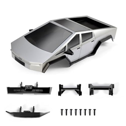 1/18 RC Pickup Hard Body Shell with Front & Rear Bumpers, Upgrade for TRX4M Bronco Defender (Silver) - color: Silver