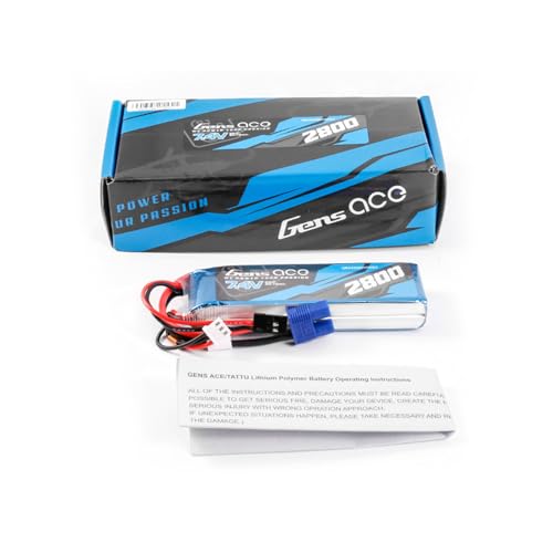 Gens ace 2800mAh 2S1P 7.4V RX Lipo Battery with EC3 & JR Plug(4Pcs)