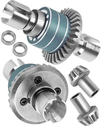 RC Front Rear Differential & Input Gear Upgrades Part for 1/14 H14BM 14209 14210 14301 14303 1/16 H16BM H16PL H16GT H16DR 16207 16208 16209 16210,BRCatWPark Steel Front & Rear Diff Set,Titanium - color: Titanium - (Front Rear Differential & Input Gear)