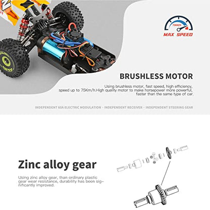 GoolRC WLtoys 144010 Brushless RC Cars for Adults, 1:14 Scale Remote Control Car, High Speed Racing RC Buggy, 2.4GHz RC Drift Car with Metal Chassis