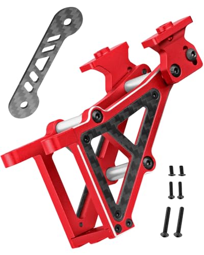 RC Rear Wing Mount w/Washer Upgrades Part for 1/10 Jato 4X4 Brushless,Jato 4X4 VXL,Alloy Aluminium Wing Mount w/ Carbon Fibre Washer,Replace #9046 #9617,Red - color: Red(1set)