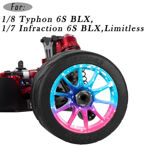 RC Rubber Wheels RC Tires for 1/7 Infraction 6S BLX,1/8 Typhon 6S BLX,Limitless,Highway Wheels Soft Tires Truck Tire Highway Tires,4PCS Colour - color: Colour(4pcs)