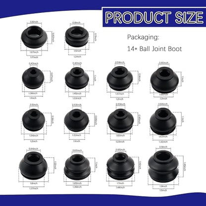 14PCS Car Tie Rod Boot Kit,Rubber Ball Joint Boot Replacement Set for Waterproof & Dustproof Protection,Multi-Size Tie Rod End Boots Fits Suspension & Steering Systems (14PCS) - color: 14PCS