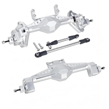 UTB18 CNC Aluminum Portal Axle Set — Complete Front & Rear Upgrade for Axial UTB18 Capra 1/18 RC Crawler, Total Weight 335g (Silvery) - color: Silvery