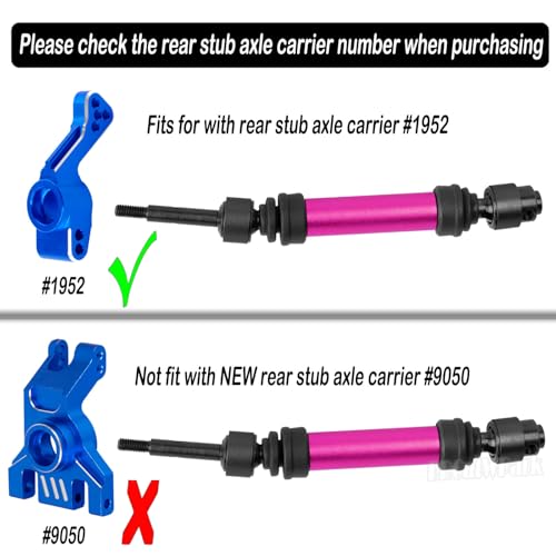 Drive Shaft Axles Upgrades Part for 1/10 Slash 4X4 VXL/Rustler 4X4 VXL/Stampede 4WD VXL,RC Steel #45 Front & Rear 4Pcs Driveshafts CVD w/ Hex Hops Up,Pink - color: Pink - (Axles)