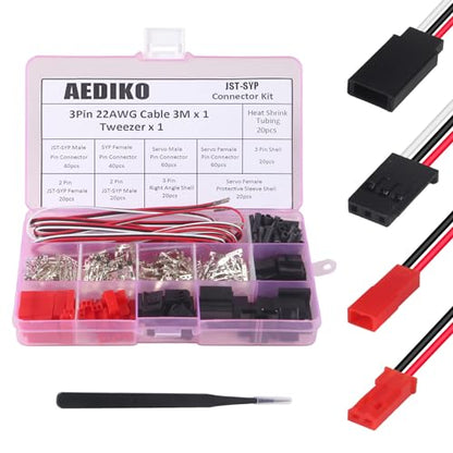 JST Servo Connector Kit 40 Sets Servo Plug Male Female Connector Crimp Pin Cable Kit Compatible JST SYP Futaba for Hitec Spektrum RC