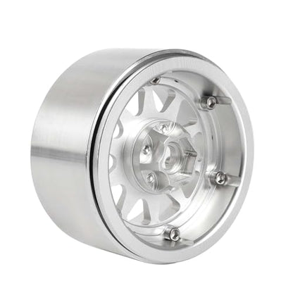 Aluminum 2.2" Beadlock Wheel Offset -10mm Metal Rims for SCX10 RR10 TRX4 VS4-10 Gen8 1/10 RC Crawler Car Upgrade Parts (10-Spoke, Silver) - color: 10-spoke, Silver