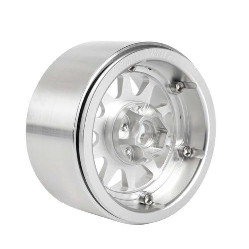 Aluminum 2.2" Beadlock Wheel Offset -10mm Metal Rims for SCX10 RR10 TRX4 VS4-10 Gen8 1/10 RC Crawler Car Upgrade Parts (10-Spoke, Silver) - color: 10-spoke, Silver