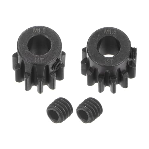 uxcell Mod 1.5 Pinion Gear Set 8mm Shaft 11T 12T Motor Gears Hardened Steel Pinion Gear for RC Car (2pcs) - size: Mod 1.5 x 8mm Shaft x 11T 12T Motor