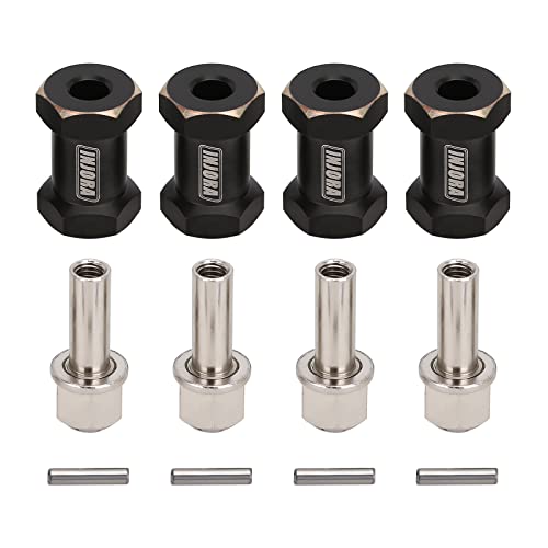 INJORA RC Hex Hub 12mm Brass Wheels Extension Black Drive Adapter for 1/10 RC Crawler Axial SCX10 90046 D90 (20mm) - size: 20mm