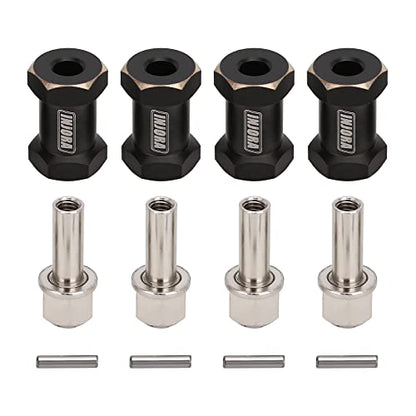 INJORA RC Hex Hub 12mm Brass Wheels Extension Black Drive Adapter for 1/10 RC Crawler Axial SCX10 90046 D90 (20mm) - size: 20mm