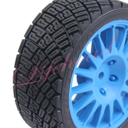 Lifehead 67mm RC On-Road Rally Car Tires and Wheels for 1/10 RC On-Road Touring Drift Car HSP Tamiya XV01 TT01 TT02B HPI Kyosho FAZER MK2 /12mm Hex - color: Blue B