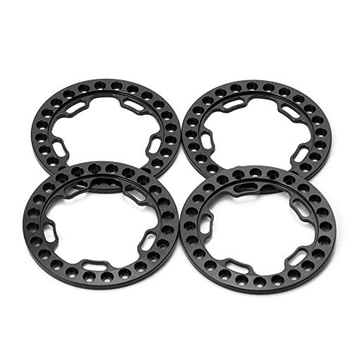 Aluminum Alloy RC Beadlock Wheel Rim Replacement Ring for 1:10 Crawler RC Car 1.9" Wheels/Rims-Pack of 4pcs (Matte Black) - color: Matte Black
