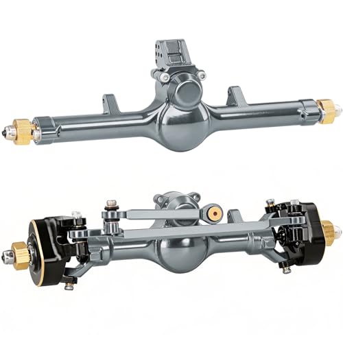 OGRC +4mm Axles with Double Joint Shaft & Brass Steering Knuckle for SCX24 | Aluminum Axle Housing, Brass Steering Knuckles, Stock 2/16T Gears, for Axial SCX24 AX24 1/24 RC Crawler, Titanium - color: Titanium