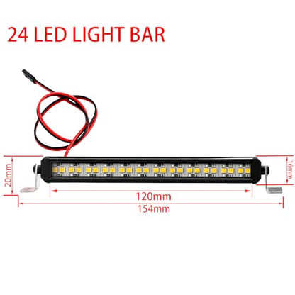 Aluminum RC Light Bar 24 LED 120mm Roof Light for 1/10 RC Crawler Car | With CH3 Light Control Switch Kit, Axial SCX10 Traxxas TRX4 Arrma Karton Redcat GEN8 - size: 120mm