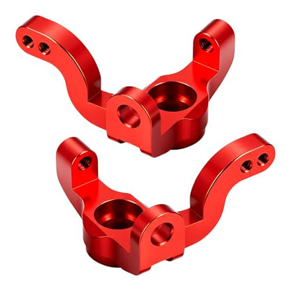 RC Car Front Steering Cup CNC Machined Aluminum Front Steering Knuckle Spindle Set Compatible with 1/10 Tamiya XV01 RC Car Upgrade Parts (Red) - color: Red