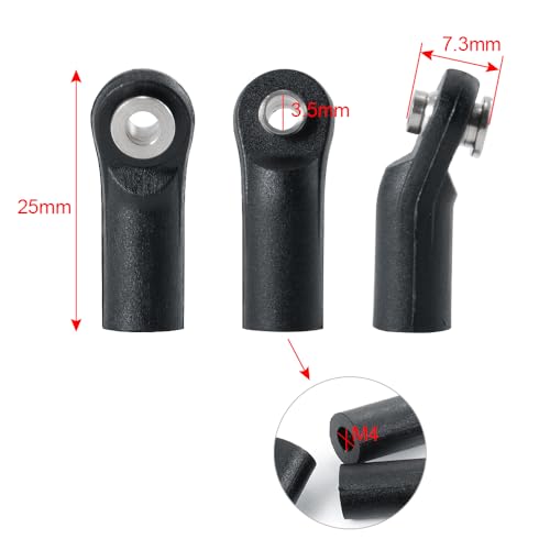 Plastic Link Rod End M4 Ball Joint Head, CW #C | Upgrades, For 1/10 Axial SCX10 TRX-4 D90, RC Car Truck Buggy Crawler - color: Cw #C