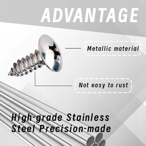 License Plate Screws with Nylon Inserts - Stainless Steel Rust Proof License Plate Screws for Securing License Plates, Frames & Covers 4755299 3907444 A11719 - color: White-K6