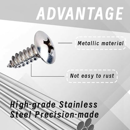 License Plate Screws with Nylon Inserts - Stainless Steel Rust Proof License Plate Screws for Securing License Plates, Frames & Covers 4755299 3907444 A11719 - color: White-K6