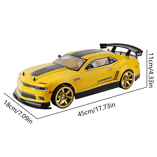 RC Buggy 70km/H High-Speed Drift Racing 2.4G 4WD Electric RC Vehicle RC Flat Running Drift Rally Racing Rubber Tire RC Truck Gift Replacement Tires,2 Batteries - color: Yellow