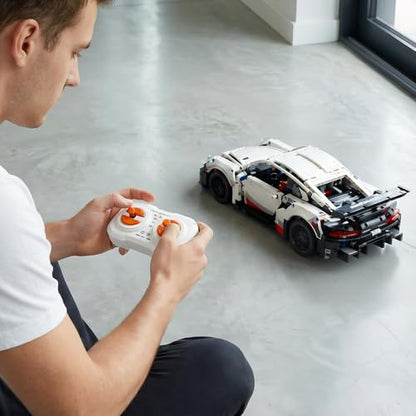 RC Car Building Kit, 1:14 App Control Car Kit with LEDs | car kit with 825 pieces, LED lights plus app and remote control; built for display, collection, gifting, and remote play.