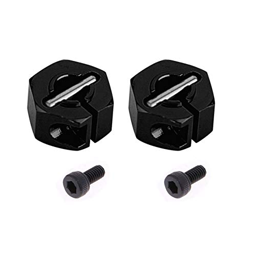 4PCS ShareGoo 12mm 7.0 Wheel Hex Drive Hub Adapter with Pins Screws Compatible with HSP HPI Redcat Tamiya Traxxas RC4WD D90 1/10 RC Car,Black