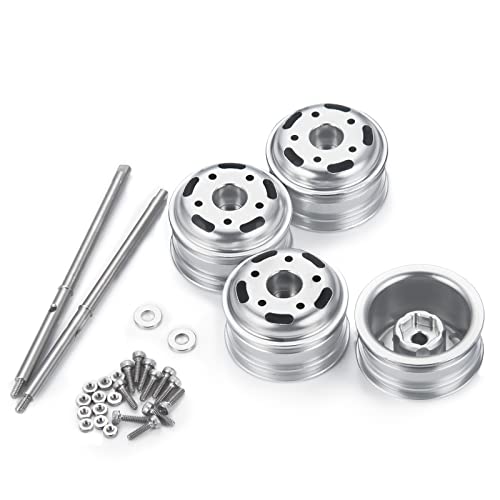 2pcs Rear Dual Wheel Rims Wheel Hubs with Rear CVD for 1/24 Axial Scx24 | Metal for AXI90081 Deadbolt C10 AXI00002 B-17 AXI00005 Upgrade