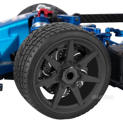 RC Highway Tires Wheel for 1/7 Infraction 6S BLX/Limitless,1/8 Typhon 6s BLX,7 Spokes Wheel Rim & Rubber Highway Tires RC Drift Tires,Black - color: Black - (4pcs Highway Tires)