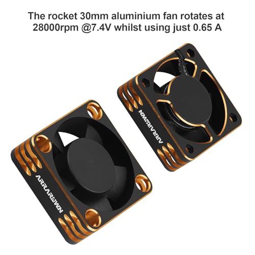 RC Car Motor Cooling Fan Heatsink 2Pack 28000RPM Brushless ESC Cooling Fan | RC Cooling Fan for RC Car 1/8 1/10 540 550 Motor (Black+Gold) - color: Black Gold 2Pack