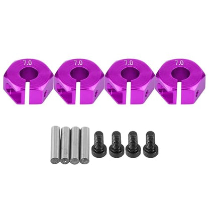 4 Pcs Universal Wheel Hex Hub Adapters,12mm Wheel Hex Mount with Pins and Screws,Wheel Hex Drive Adapters Hub RC Model Vehicle Accessory for RC Spare Part RC Car Upgrade Parts (7.0MM Purple) - size: 7.0MM purple