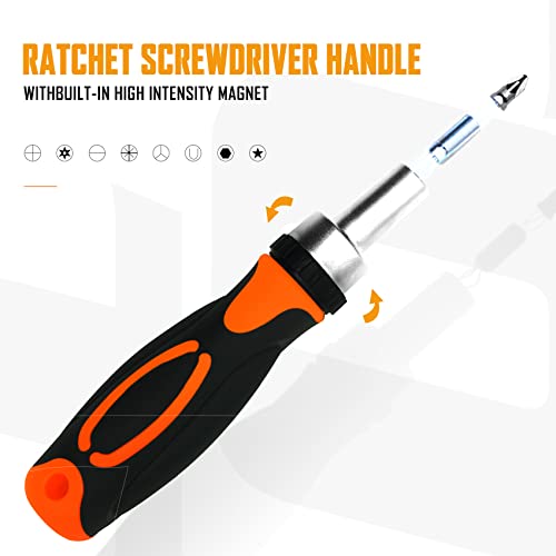 42 in 1 Ratcheting Screwdriver Set, Ratchet Wrench | Cr-V Steel, Rotatable Ratchet Handles ＆ Storage Case, Household Repair Tool Kits for Bike - style: 42pcs Ratchet Screwdriver