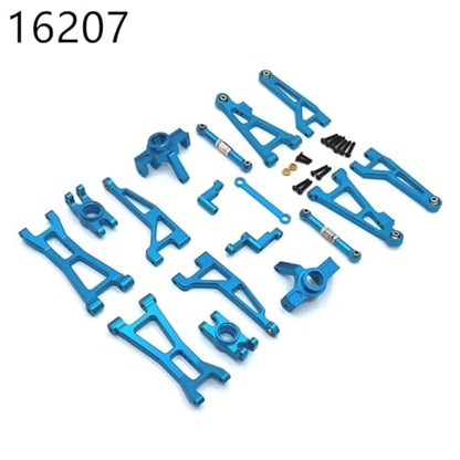 RC Accessory Compatible with MJX 16207 16208 16209 16210 Metal Front and Rear Suspension Arm Steering Cup Link Rod Set 1/16 RC Car Upgrade Parts Kit(Blue,16207) - color: Blue, size: 16207