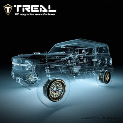 TREAL 1.0 Brass Beadlock Wheels Crawler Wheel Rims (4P) Hubs Removable for SCX24 AX24 FCX24 TRX4M 1/24 1/18 RC Crawler, 40g(0.08lb)/pc (Type D) - style: Type D