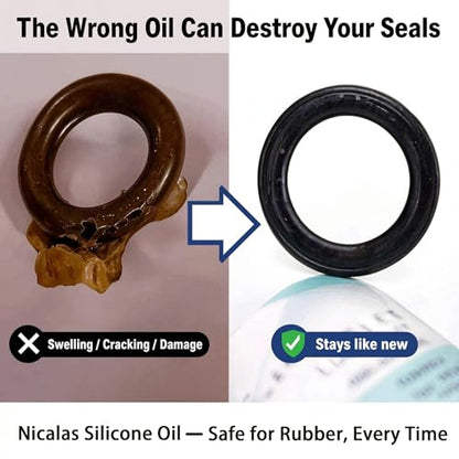 Nicalas 100% Silicone Airsoft Oil Lubricant 4.4 oz Combo Pack (3.4 oz Bottle + 1 oz Needle Oiler) Chamber Lube for Air Guns, Air Rifles & Pistols for O-Rings, Gears, Valves & More