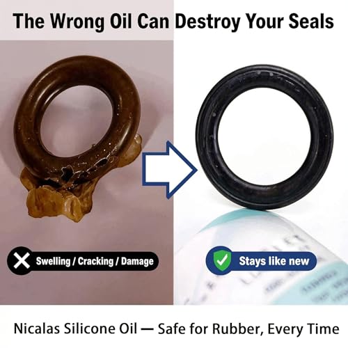 Nicalas 100% Silicone Airsoft Oil Lubricant 4.4 oz Combo Pack (3.4 oz Bottle + 1 oz Needle Oiler) Chamber Lube for Air Guns, Air Rifles & Pistols for O-Rings, Gears, Valves & More