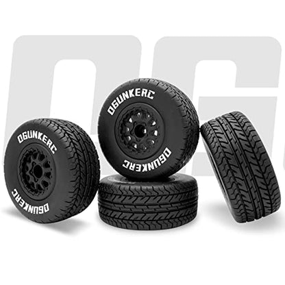 OGRC 4PCS 12mm Hex Tires Plastic Wheel Rims with Foam Inserts Rubber Tyres for 1/10 Tires for Traxxas Slash Redcat Axial Redcat HSP Tamiya HPI Kyosho RC Short Course Truck