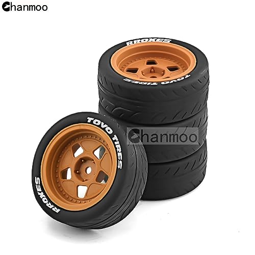 1/10 RC Racing Car Tire Rally On Road Tyres 12mm Hex Hard Plastic Wheels Rim for 1：10 Scale Drift Car Tamiya TT01 TT02 XV01 TA06 A959 PTG2 144001 HPI KYOSHO WR8 HSP PTG2 Traxxas 4PCS (White) - color: White