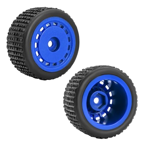Pre-Mounted Pin Buggy Tires and Wheels Rims Hub Tires Set for 1/24 Losi Micro-B 1/28 Losi Micro-T Wltoys 244016 Upgrade Part (Blue Micro-T) - color: Blue Micro-t