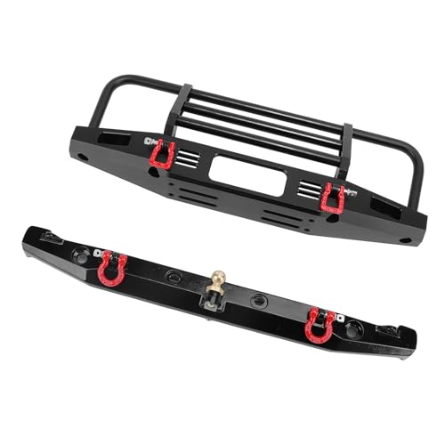 Metal Front Rear Bumper with Adjustable Pull Ring LED Work Lights and Tow Hook for Axial SCX10 SCX10II 90046 1/10 RC Crawler Car