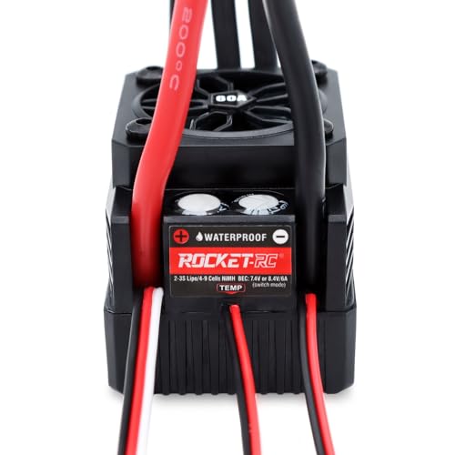 Surpass Hobby Rocket RC Waterproof Supersonic Brushless ESC 60A with Plug for 1/10 RC Car (60A) - style: 60A