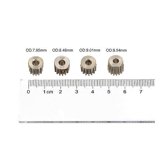 HARFINGTON 48P Hardened Pinion Motor Gear Set 4pcs 13T 14T 15T 16T Fit 1/8 inch RC Motor Shaft 48 Pitch 7075 Aluminum Gears for RC Car, with Hex Key - style: 13T 14T 15T 16T