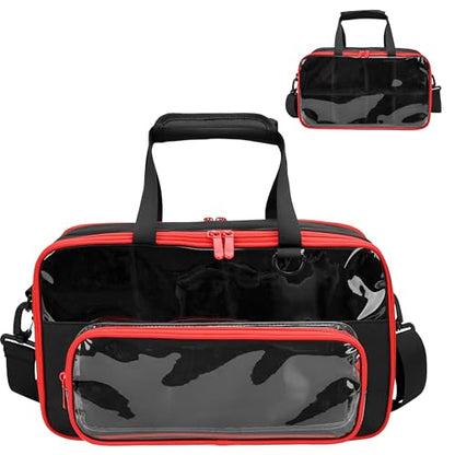 CROTIRAD 1:64 Scale Monster Truck Storage Case, Holds 20+ Die-Cast Vehicles | Carrying Organizer with Removable Dividers, Velvet Lining, Clear PVC Panels, Front Pocket, Shoulder Strap and D-Ring, Black
