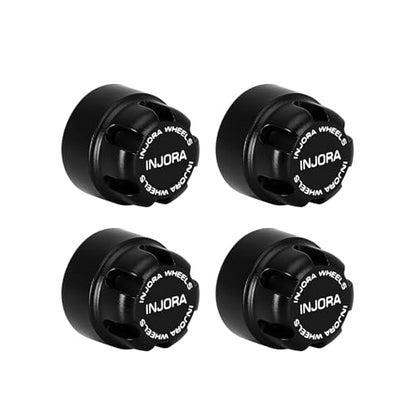 INJORA M2 Wheel Lock Nuts with Aluminum Cap for 1/24 RC Crawlers (Black) - color: Black