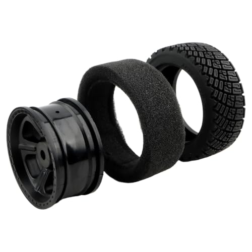 4-Pack RC 1/10 Scale On Road Rally Car Tires OD2.83 Rubber Wheel Rims 12mm Hex Compatible with Traxxas 4 Tec 2.0 Tamiya TT01 XV01 Kyosho WR8 Sakura WLtoys HPI Touring Racing Car