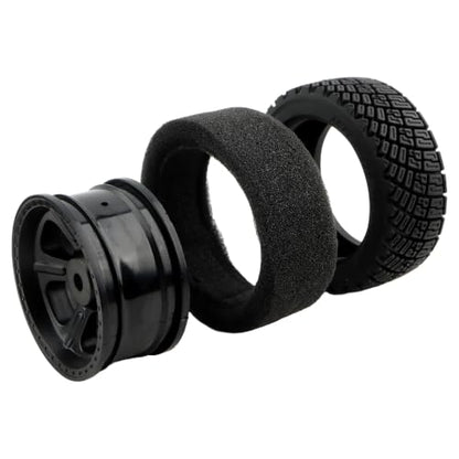 4-Pack RC 1/10 Scale On Road Rally Car Tires OD2.83 Rubber Wheel Rims 12mm Hex Compatible with Traxxas 4 Tec 2.0 Tamiya TT01 XV01 Kyosho WR8 Sakura WLtoys HPI Touring Racing Car