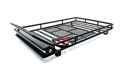 DKKY Luggage Carrier Roof Rack with LED Light Bar for 1/10 RC Crawler Car Axial SCX10 90046 TRX4（245 X 150mm）