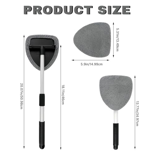 Car Window Cleaner, Car Cleanser Brush, Car Accessories Car Cleaning Supplies Tools, Car Cleaning Kit with Extendable Handle, Microfiber Cloth, Spray Bottle, Fits All Cars (Gray) - color: Gray