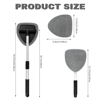 Car Window Cleaner, Car Cleanser Brush, Car Accessories Car Cleaning Supplies Tools, Car Cleaning Kit with Extendable Handle, Microfiber Cloth, Spray Bottle, Fits All Cars (Gray) - color: Gray